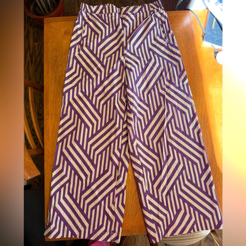 PIOMBO cropped palazzo pants | women M | purple-sand